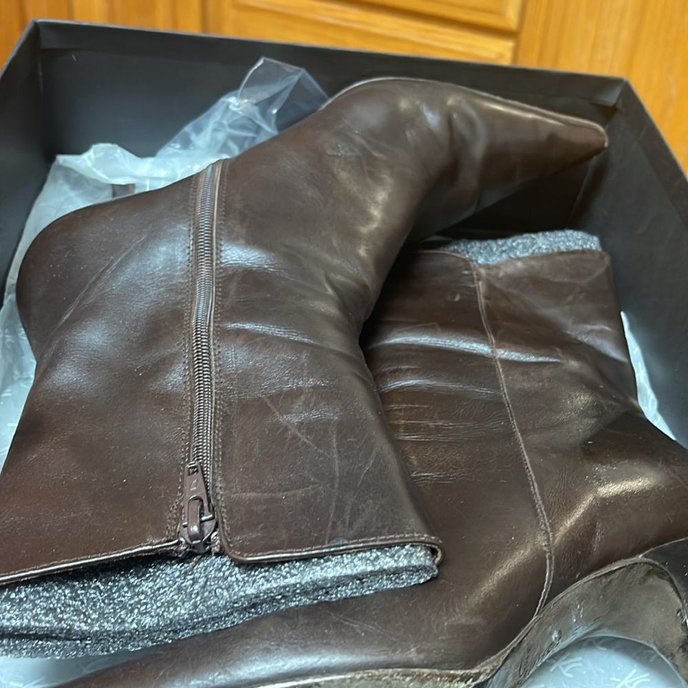 Kenneth Cole Elegant Brown Heeled Leather Kitten heel Boots size 8 - Picture 2 of 6